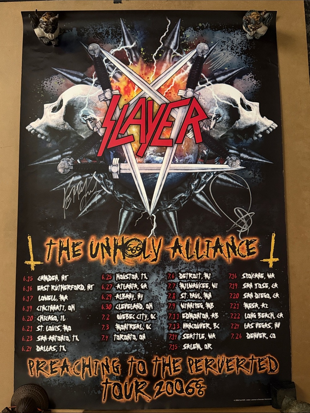 SIGNED SLAYER’The Unholy Alliance' tour 2006 SIGNED BY 3 members